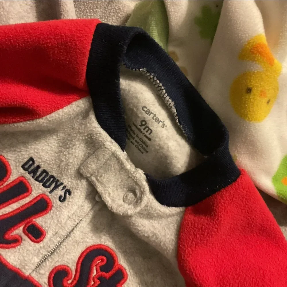 Baby Boy 5 Piece Warm Zip Up Onesie Bundle Lot Size 9M